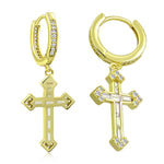 My Daily Styles Womens Girls 925 Sterling Silver Hoop Huggie Earrings with Dangling Cross Sparkling Cubic Zirconia