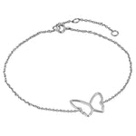 925 Sterling Silver Cut-out Butterfly Anklet Bracelet
