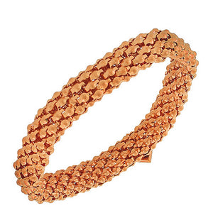 Stainless Steel Rose Gold-Tone White CZ Stretch Mesh Bracelet