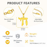 My Daily Styles Stainless Steel Chai Necklace for Men and Women – Hebrew Life Symbol Pendant with Adjustable 18–20 Inch Chain, Jewish Judaica Jewelry