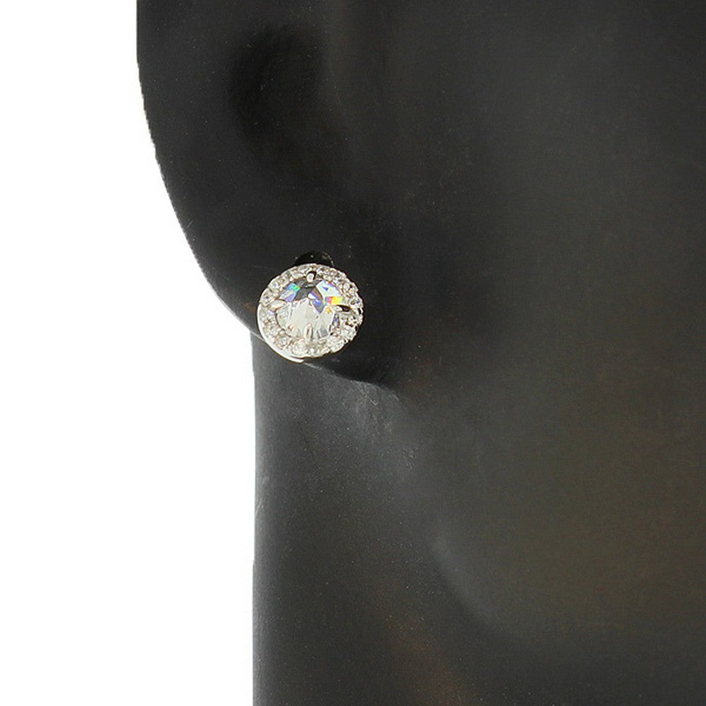 925 Sterling Silver Clear White Round CZ Stud Earrings