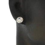 Sterling Silver 925 CZ Stud Earrings - 2 Pairs Of 5mm Round Cubic Zirconia Studs, Silver Tone
