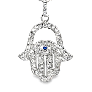 My Daily Styles 925 Sterling Silver Hamsa CZ Pendant Necklace