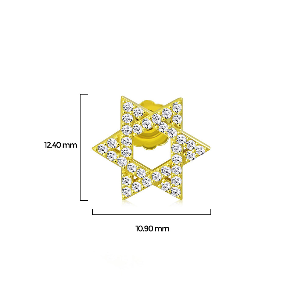 925 Sterling Silver CZ Jewish Star of David Womens Girls Stud Earrings