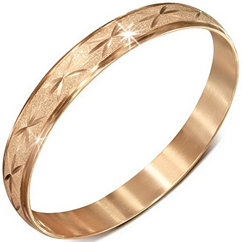 Stainless Steel Yellow Gold-Tone Classic Round Bangle Bracelet