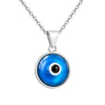 925 Sterling Silver Blue Glass Evil Eye Pendant Necklace with Chain