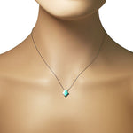 925 Sterling Silver Evil Eye Hamsa Blue Turquoise-Tone Simulated Opal Pendant Necklace