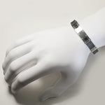 Stainless Steel Black Rubber Silicone Silver-Tone Men's Bracelet
