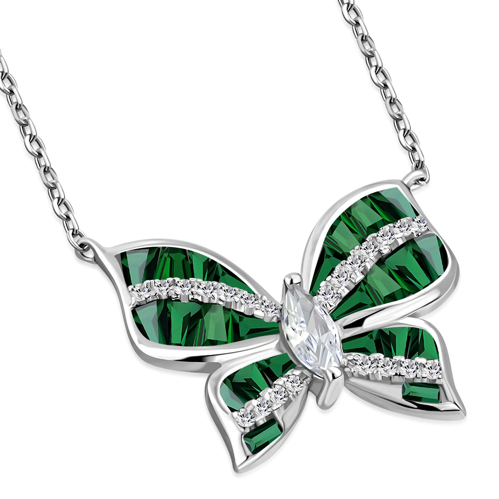 Butterfly Necklace Pendant 925 Sterling Silver Cubic Zirconia