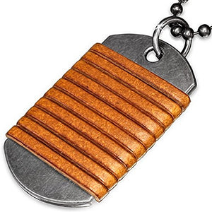 Fashion Alloy White Leather Multi-Wrap Military Dog Name Tag Mens Pendant Necklace