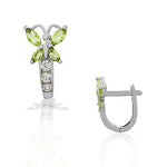 925 Sterling Silver White Blue Aquamarine-Tone CZ Butterfly Hoop Huggie Small Earrings