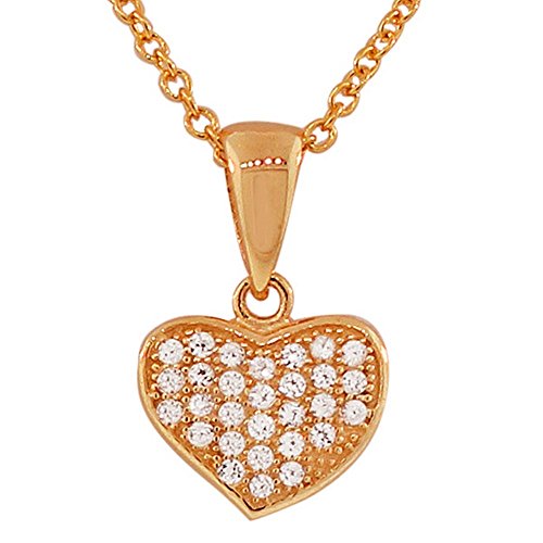 925 Sterling Silver Love Heart White CZ Pendant Necklace with Chain
