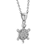 925 Sterling Silver Turtle CZ Womens Pendant Necklace