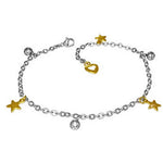 Stainless Steel Two-Tone Stars Adjustable Anklet Bracelet