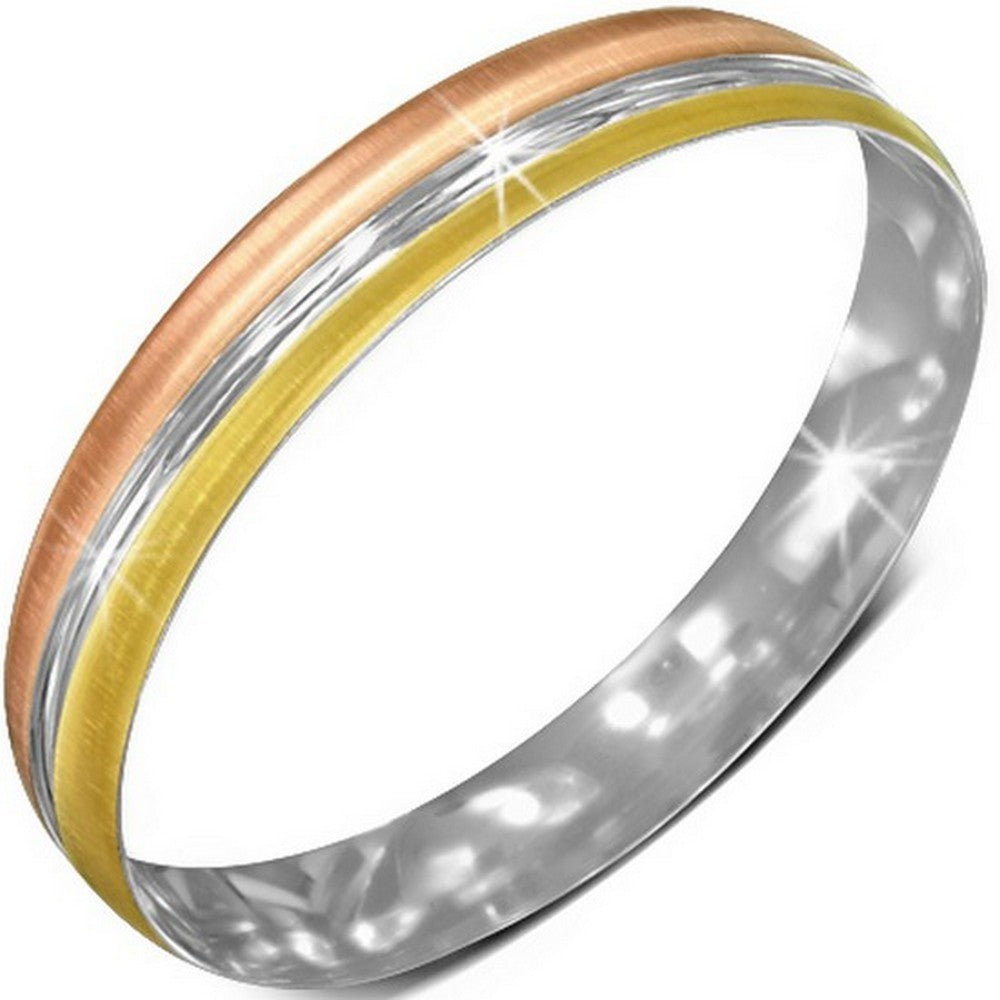 Stainless Steel Gold-Tone Silver-Tone Matte Polished Classic Round Womens Bangle Bracelet