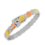 Stainless Steel Gold-Tone Silver-Tone Belt Buckle Bangle Bracelet