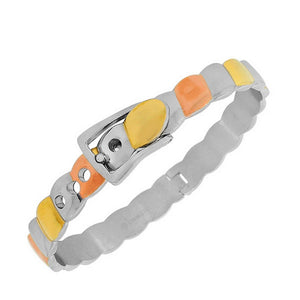 Stainless Steel Gold-Tone Silver-Tone Belt Buckle Bangle Bracelet