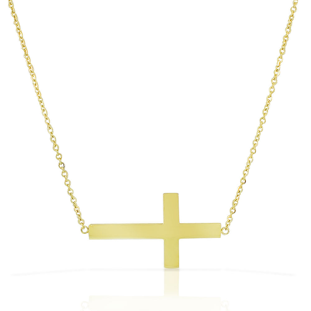 My Daily Styles Stainless Steel Womens Sideways Cross Pendant Necklace