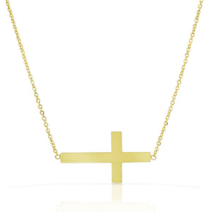 My Daily Styles Stainless Steel Womens Sideways Cross Pendant Necklace