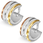 Stainless Steel Yellow Rose Gold-Tone Matte Womens Hoop Huggie Earrings