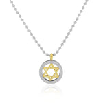 Stainless Steel Two-Tone Jewish Star of David Mens Pendant Necklace Chain, 24"