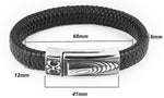 My Daily Styles Mens Black Genuine Braided Leather Bracelet with Stainless Steel Gothic Magnetic Lock 8.5"