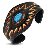 Brown Leather Simulated Turquoise Adjustable Bracelet