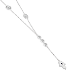 My Daily Styles 925 Sterling Silver CZ Y Necklace for Women with Hamsa, Evil Eye, and Bezel Set CZ Accents - Adjustable Chain 16"-18"