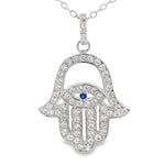 My Daily Styles 925 Sterling Silver Hamsa CZ Pendant Necklace