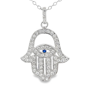My Daily Styles 925 Sterling Silver Hamsa CZ Pendant Necklace