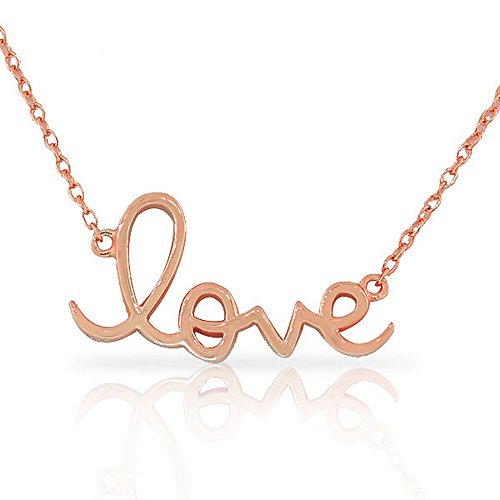 925 Sterling Silver Yellow Gold-Tone Love Heart Charm Pendant Necklace