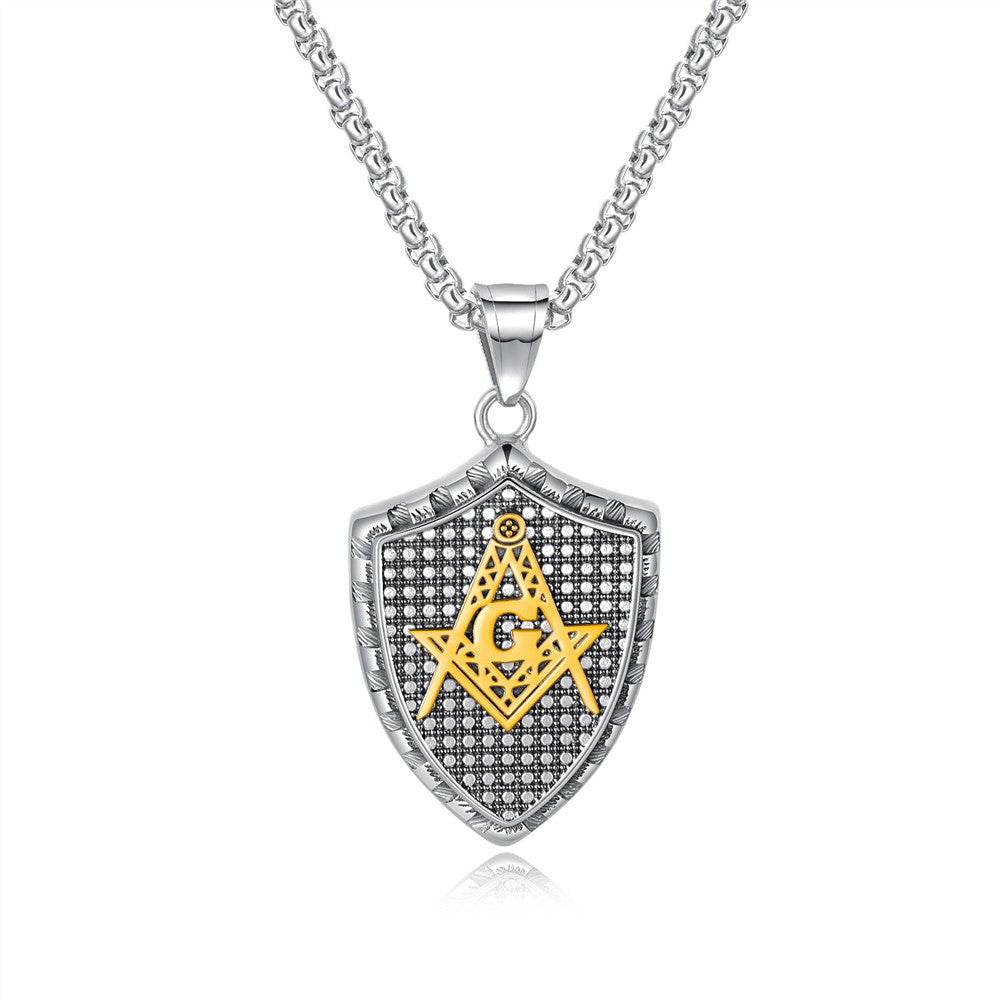 My Daily Styles Stainless Steel Mens Freemason Necklace - Masonic Symbol Pendant Necklace - 22" Inch Chain