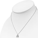 925 Sterling Silver Crossbones Skull White Clear CZ Pendant Necklace