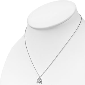 925 Sterling Silver Crossbones Skull White Clear CZ Pendant Necklace