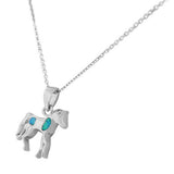 Horse Pendant Necklace Opal Inlay Sterling Silver