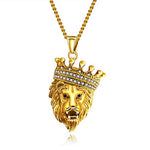 My Daily Styles Stainless Steel Mens Lion Head Pendant Necklace with CZ - 24" Inch Chain