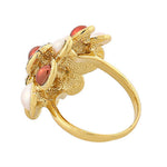 My Daily Styles Fashion Alloy Yellow Gold-Tone Brown White Simulated Pearls Clear CZ Cocktail Ring