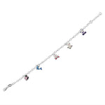 925 Sterling Silver Multicolor Enamel Animals Womens Girls Link Chain Bracelet