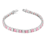 925 Sterling Silver Princess White Multicolor CZ Classic Tennis Bracelet