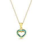925 Sterling Silver Blue Turquoise-Tone Simulated Opal Love Heart Stud Earrings Pendant Necklace Set