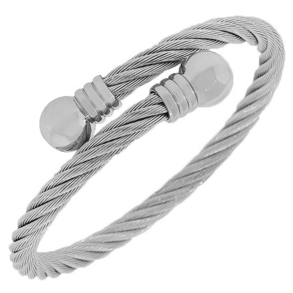 Twisted Cable Womens Open End Bangle Bracelet