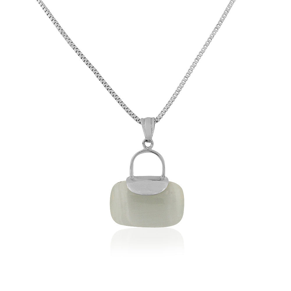 EDFORCE Stainless Steel Silver-Tone Multicolor Simulated Gemstone Purse Pendant