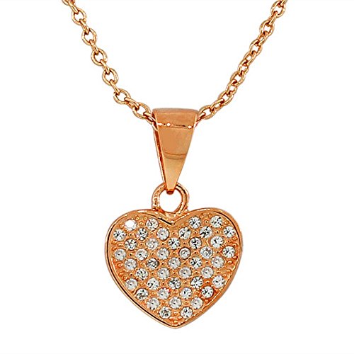 Rose Gold Cubic Zirconia Heart Necklace Pendant