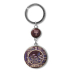 Purple Silver-Tone Jerusalem City Menorah Design Key Chain Key chain with Traveler's Prayer in English, 1.5"