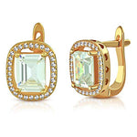 925 Sterling Silver Rectangular Clear CZ Hoop Huggie Earrings, 0.5"