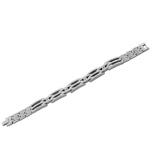 Stainless Steel Silver-Tone Link Mens Bracelet