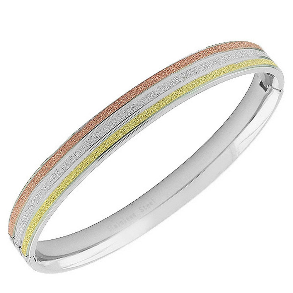 Stainless Steel Glitter Bangle Bracelet