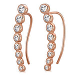 925 Sterling Silver Bezel-Set White Clear CZ Ear Crawler Earrings