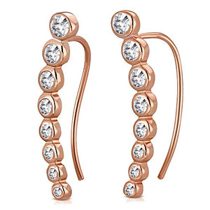 925 Sterling Silver Bezel-Set White Clear CZ Ear Crawler Earrings