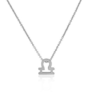 925 Sterling Silver Small Zodiac Sign Pendant Necklace - Libra